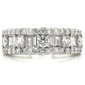 14ct White Gold Laboratory Grown 1.20ct Round And Baguette Diamond Ring