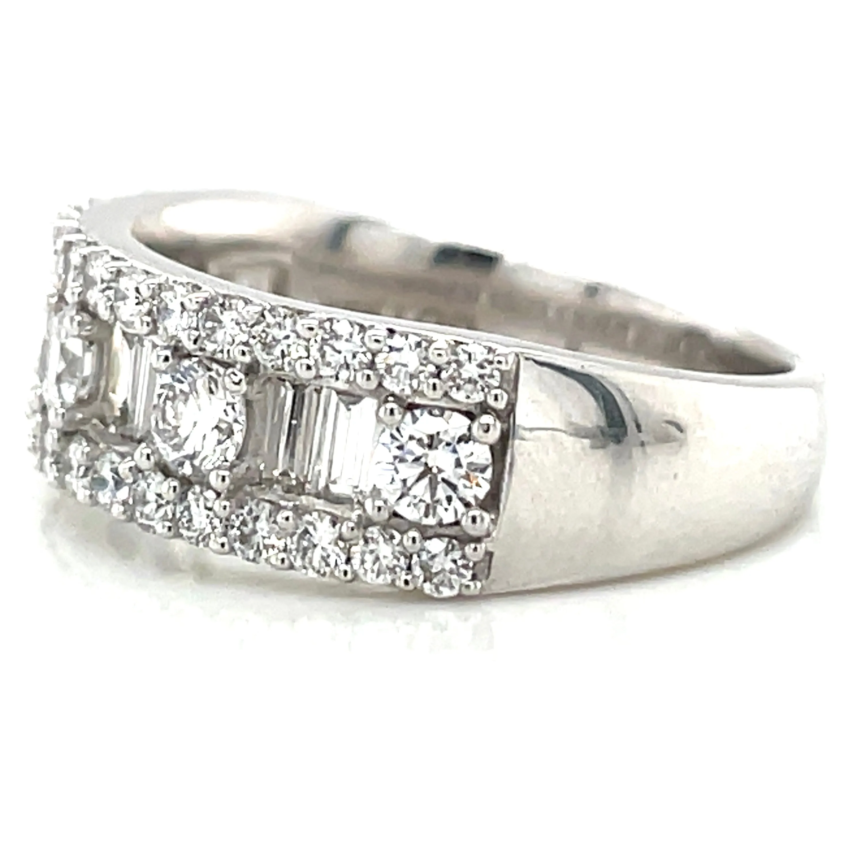 14ct White Gold Laboratory Grown 1.20ct Round And Baguette Diamond Ring