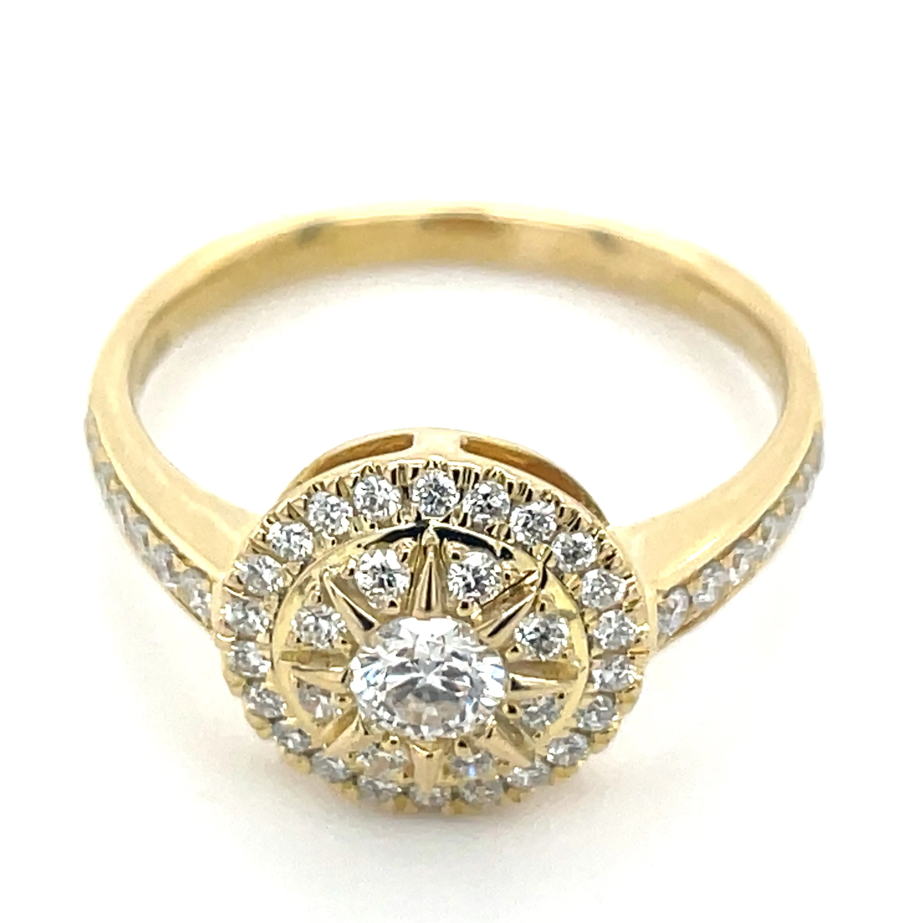 14ct Yellow Gold 0.50ct Laboratory Grown Diamond Cluster Engagement Ring