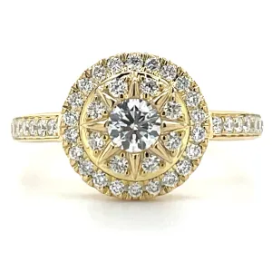 14ct Yellow Gold 0.50ct Laboratory Grown Diamond Cluster Engagement Ring