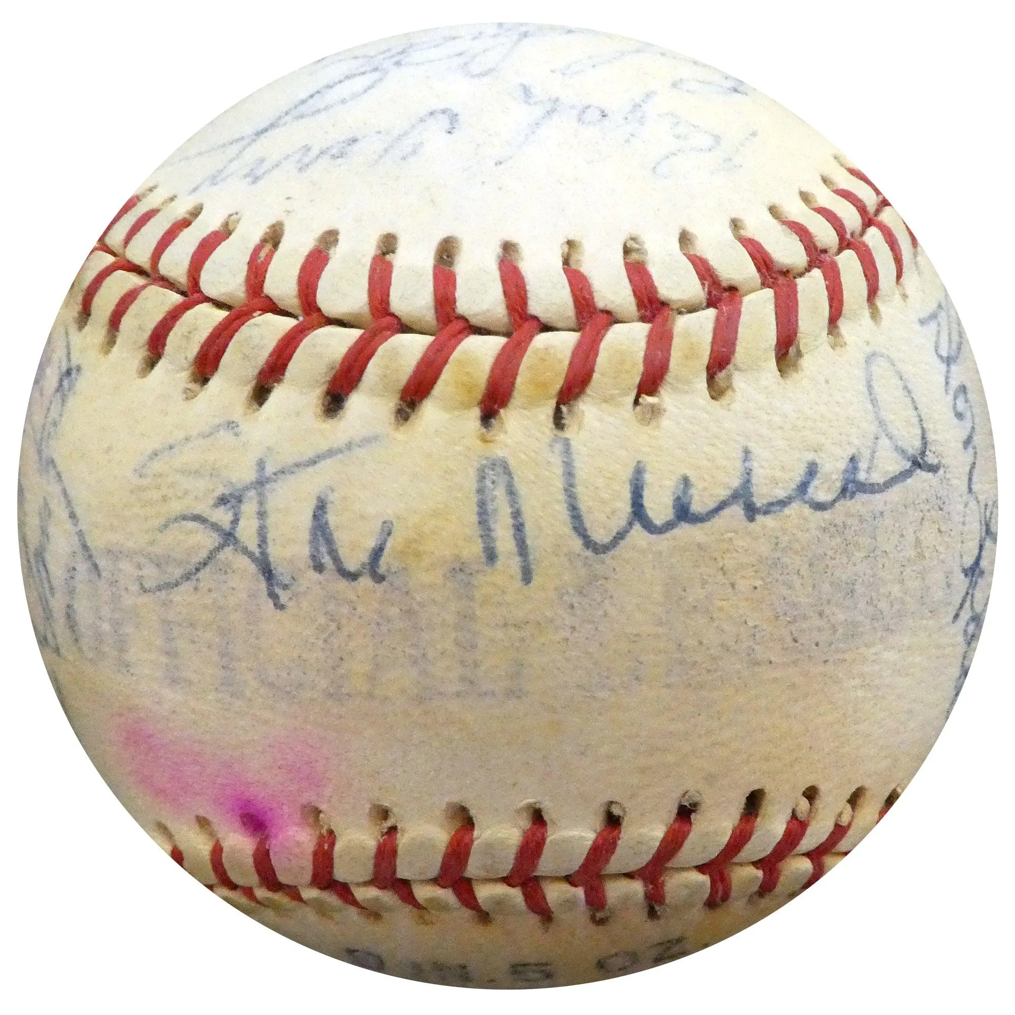 1956 Spring Training Autographed Official League Baseball With 27 Total Signatures Including Stan Musial & Fred Hutchinson Beckett BAS #A52661