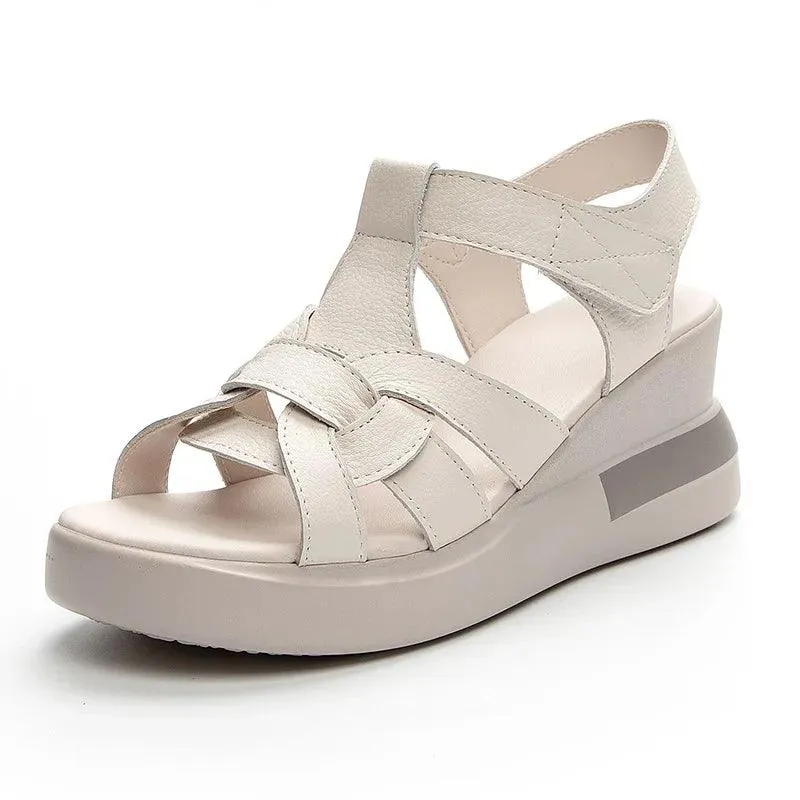 2213 - Women's Casual Shoes - Leather Wedges Sandals High Heels