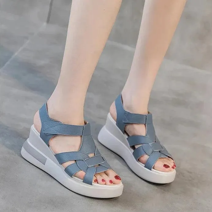 2213 - Women's Casual Shoes - Leather Wedges Sandals High Heels