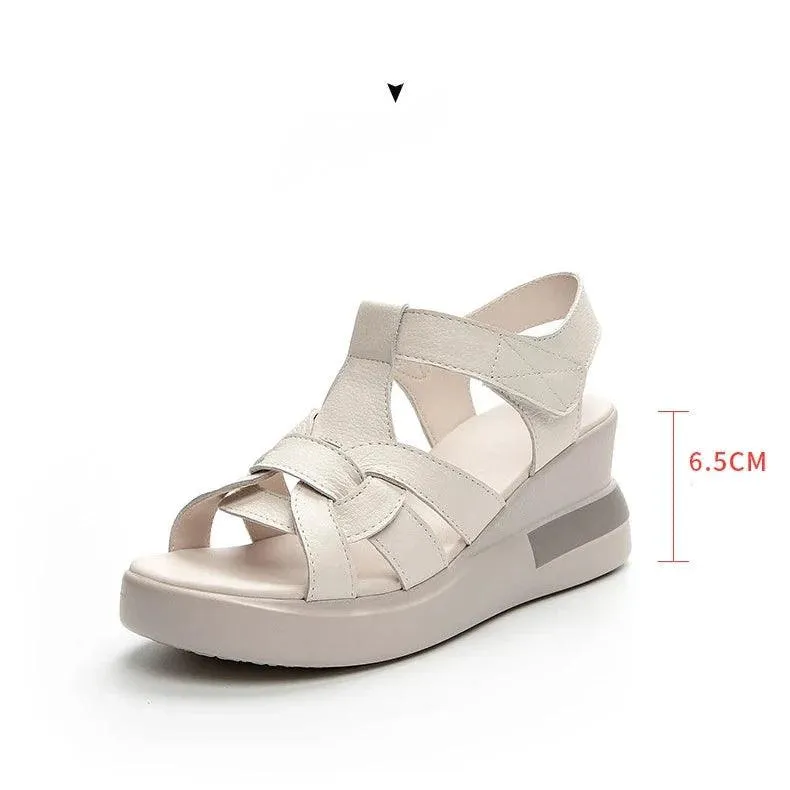 2213 - Women's Casual Shoes - Leather Wedges Sandals High Heels