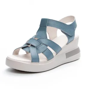 2213 - Women's Casual Shoes - Leather Wedges Sandals High Heels