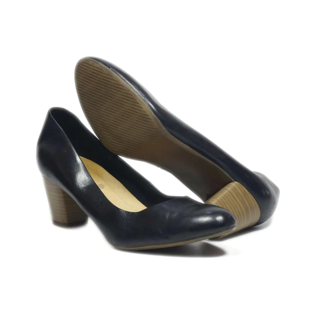 5Th Avenue Mid-Heel Shoes Leather Black Colour For Women