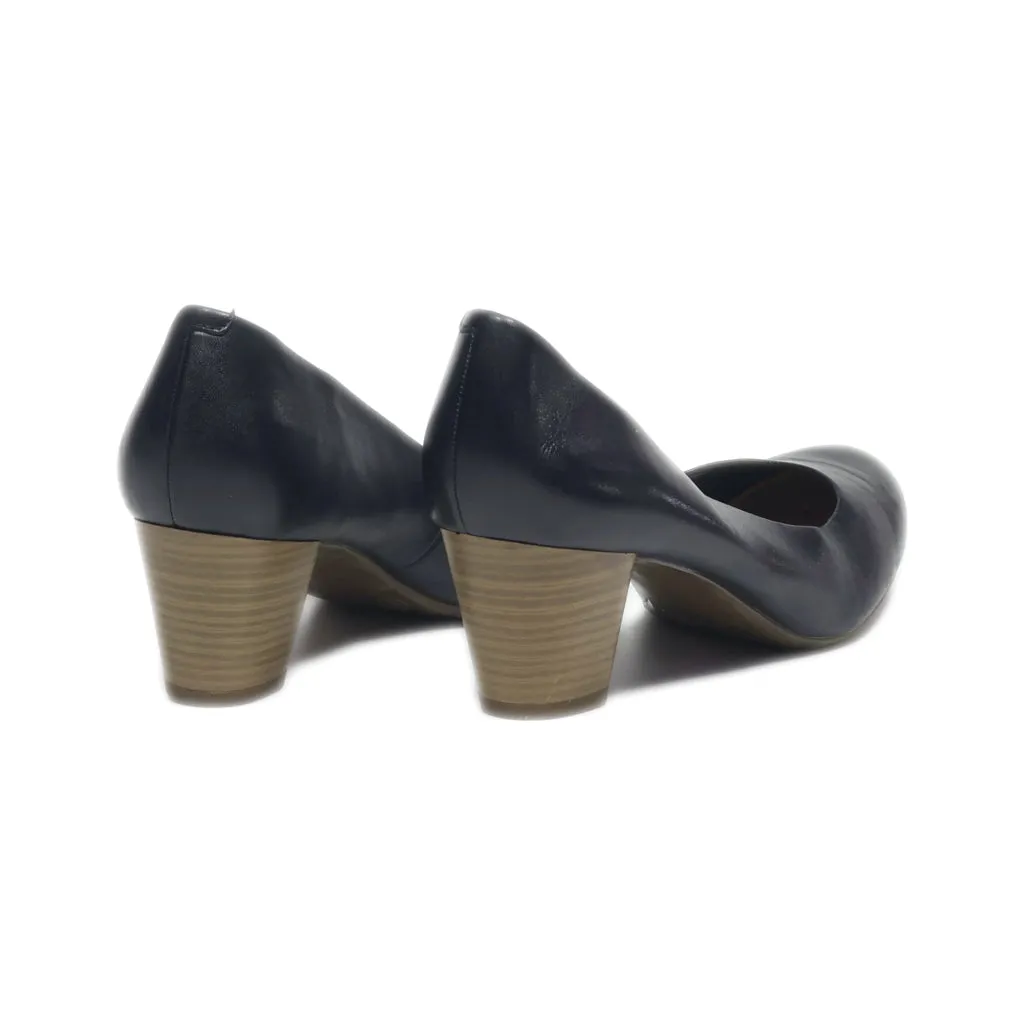 5Th Avenue Mid-Heel Shoes Leather Black Colour For Women