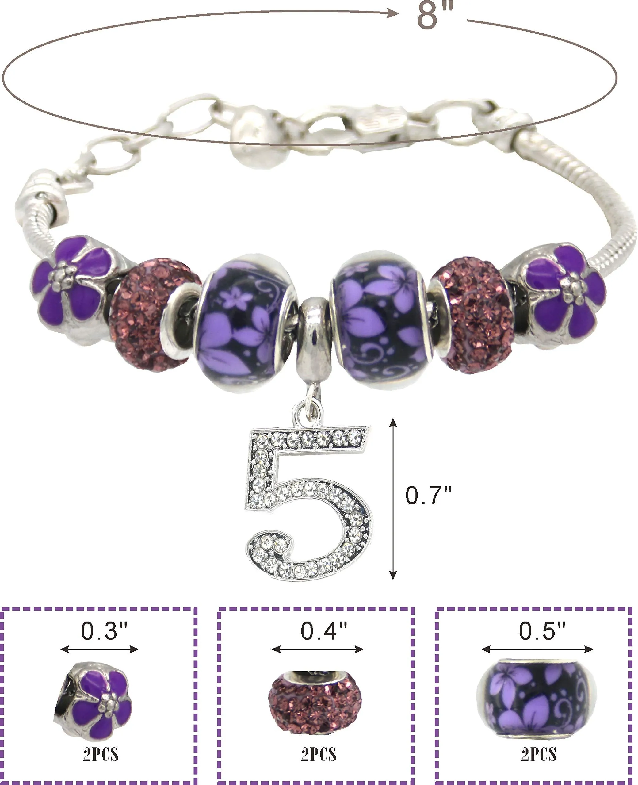 5th Birthday, 5 Year Old Birthday, 5th Birthday Girl, 5th Birthday Bracelet, 5th Birthday