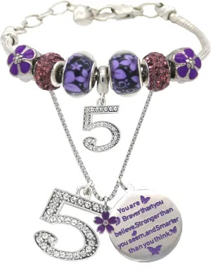 5th Birthday, 5 Year Old Birthday, 5th Birthday Girl, 5th Birthday Bracelet, 5th Birthday