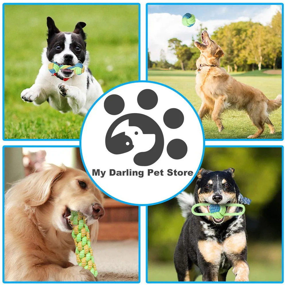 7 Pack Pet Dog Toys Ball Toothbrush Interactive  Chew Toy Accessories