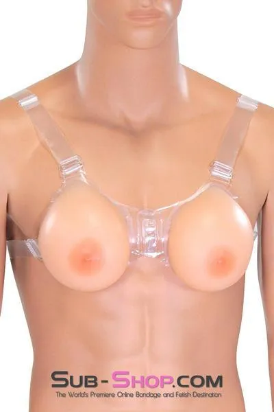 9876RS      Gia Real Feel Silicone Breast Forms with Nipples and Clear Straps, D Cup