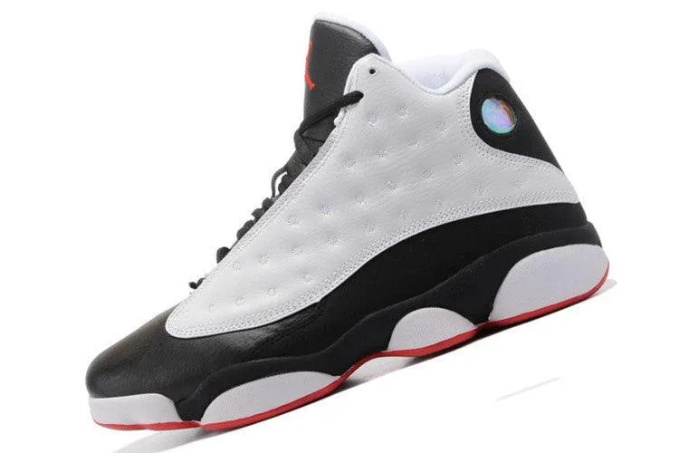 AJ 13 Retro Black and White Basketball Sneakers