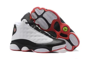 AJ 13 Retro Black and White Basketball Sneakers