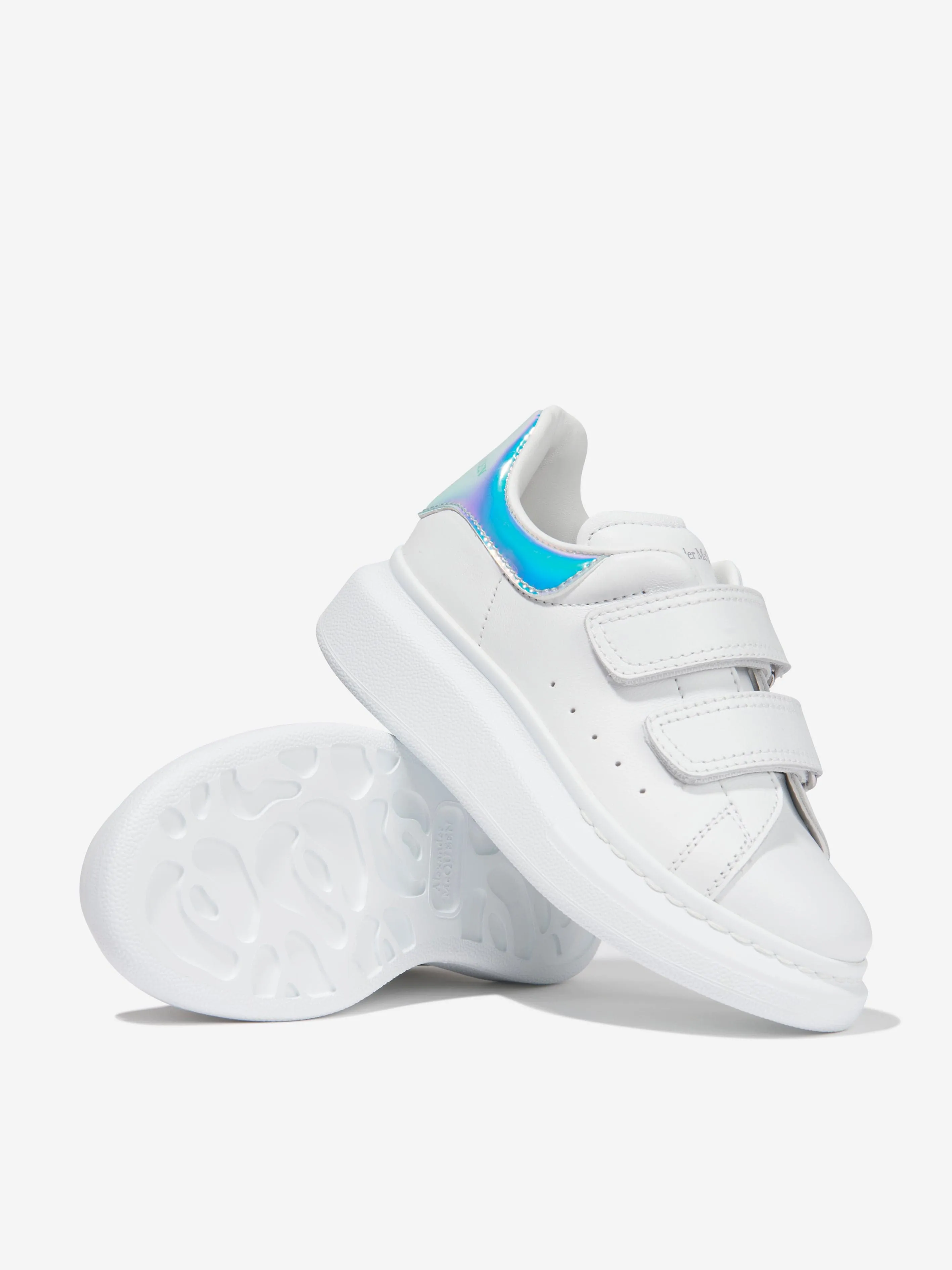 Alexander McQueen Kids Leather Iridescent Velcro Trainers