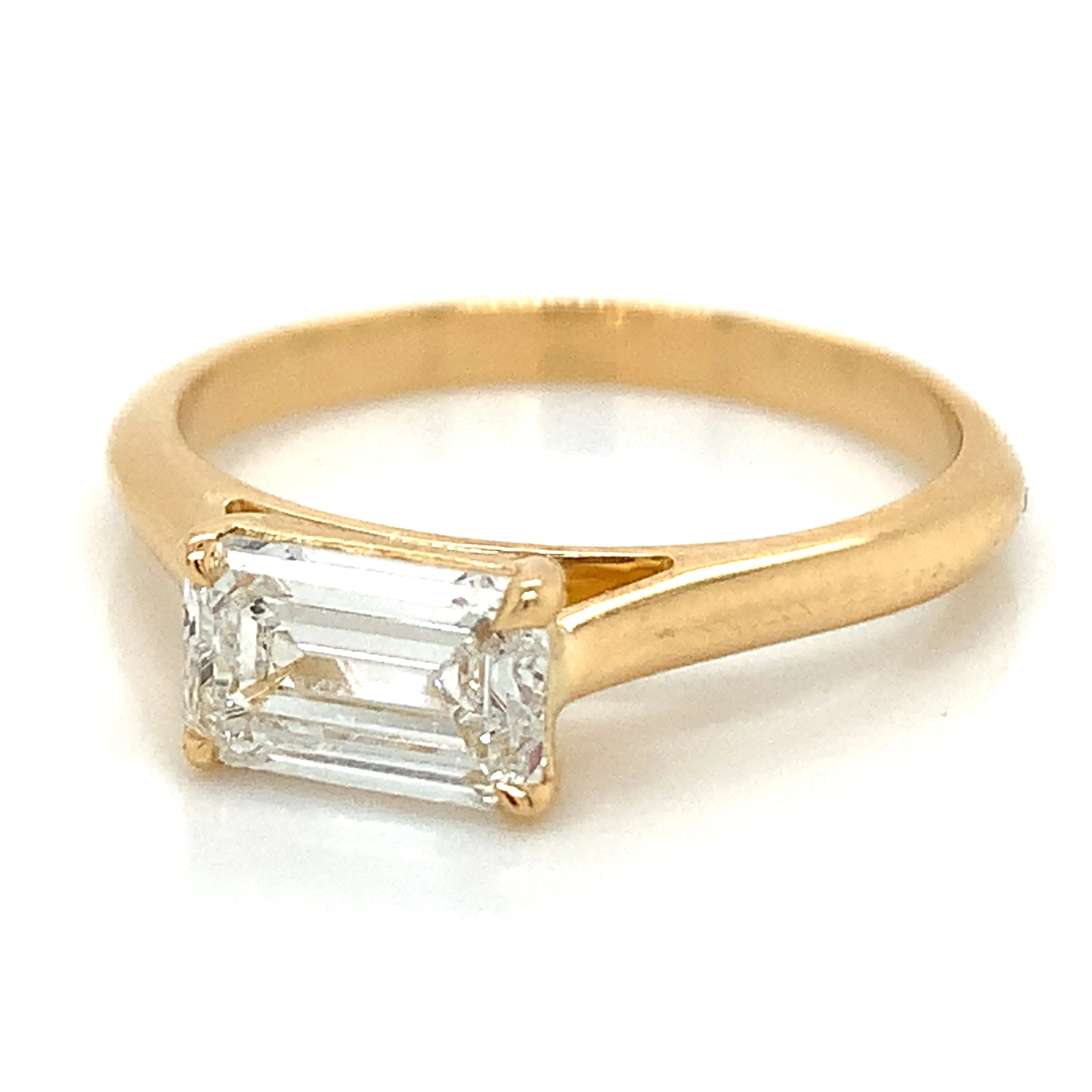 Alicia - 18ct Yellow Gold 1ct Laboratory Grown Horizontally Set Emerald Cut Diamond Engagement Ring