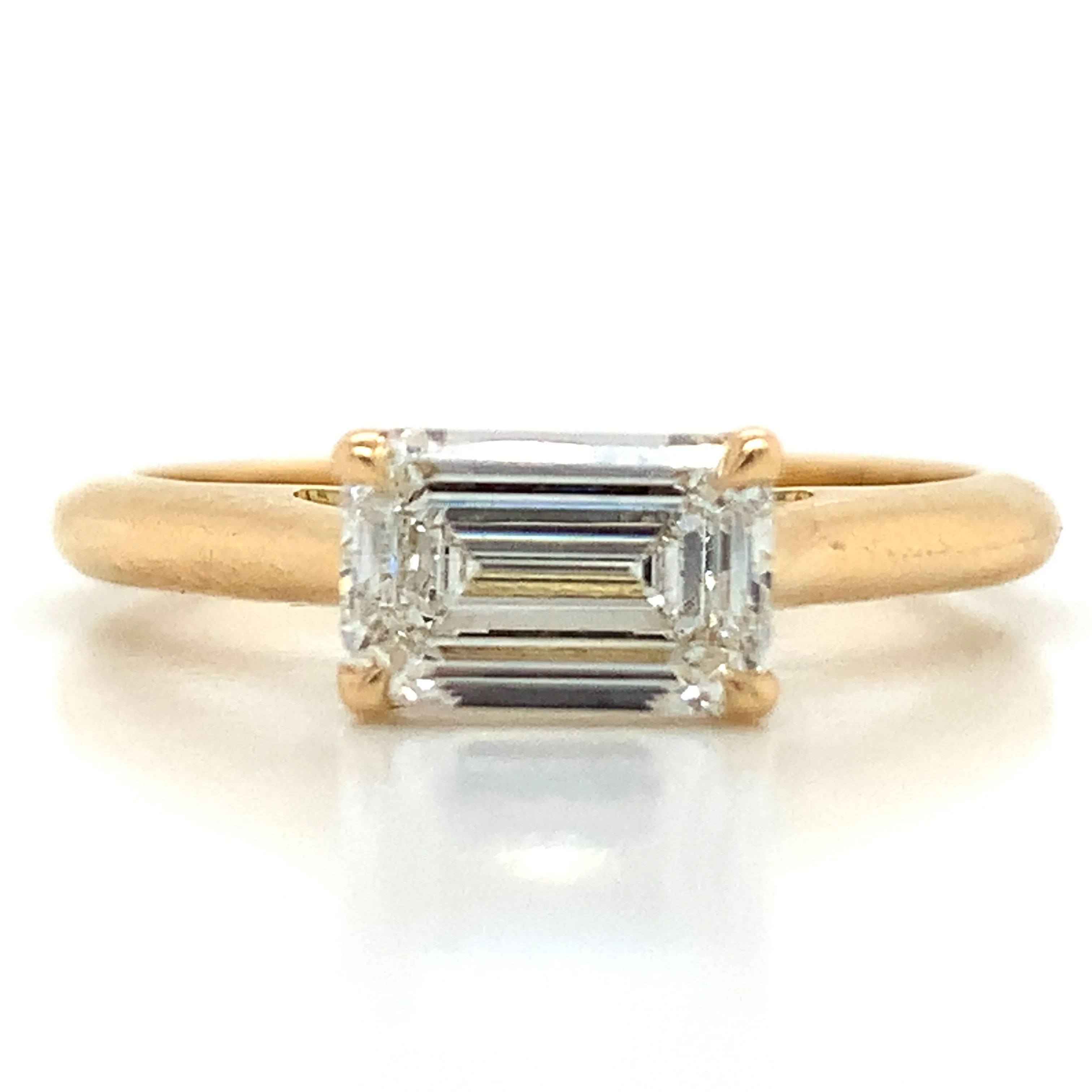 Alicia - 18ct Yellow Gold 1ct Laboratory Grown Horizontally Set Emerald Cut Diamond Engagement Ring