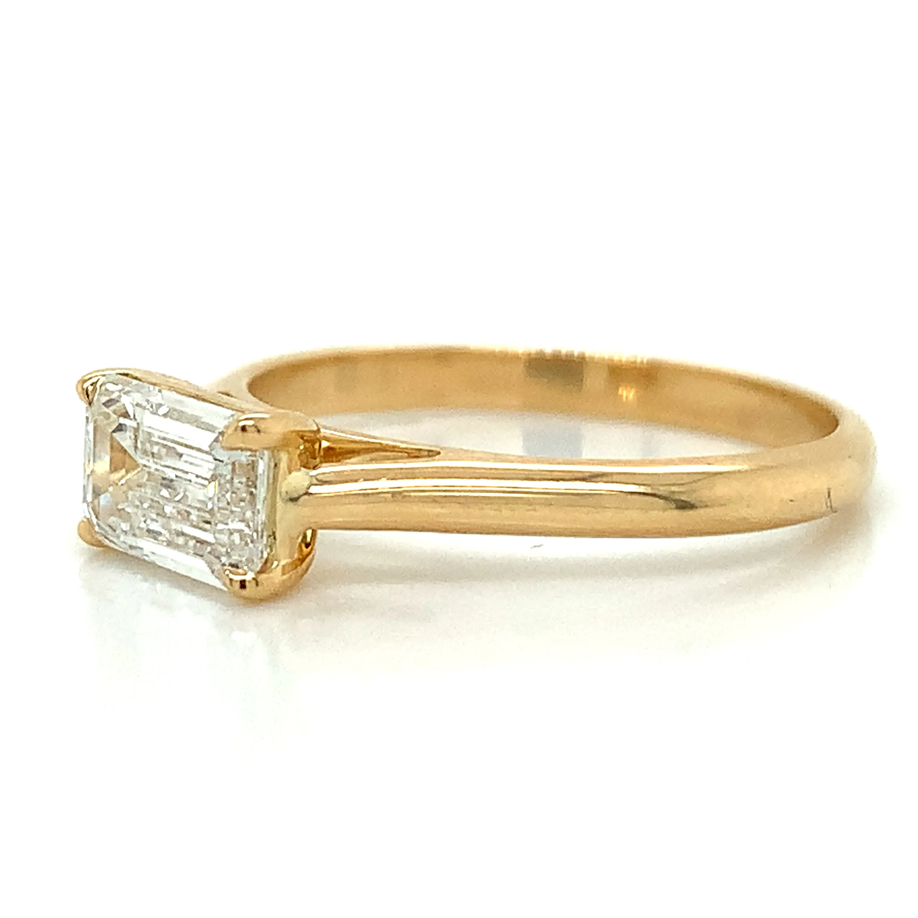 Alicia - 18ct Yellow Gold 1ct Laboratory Grown Horizontally Set Emerald Cut Diamond Engagement Ring