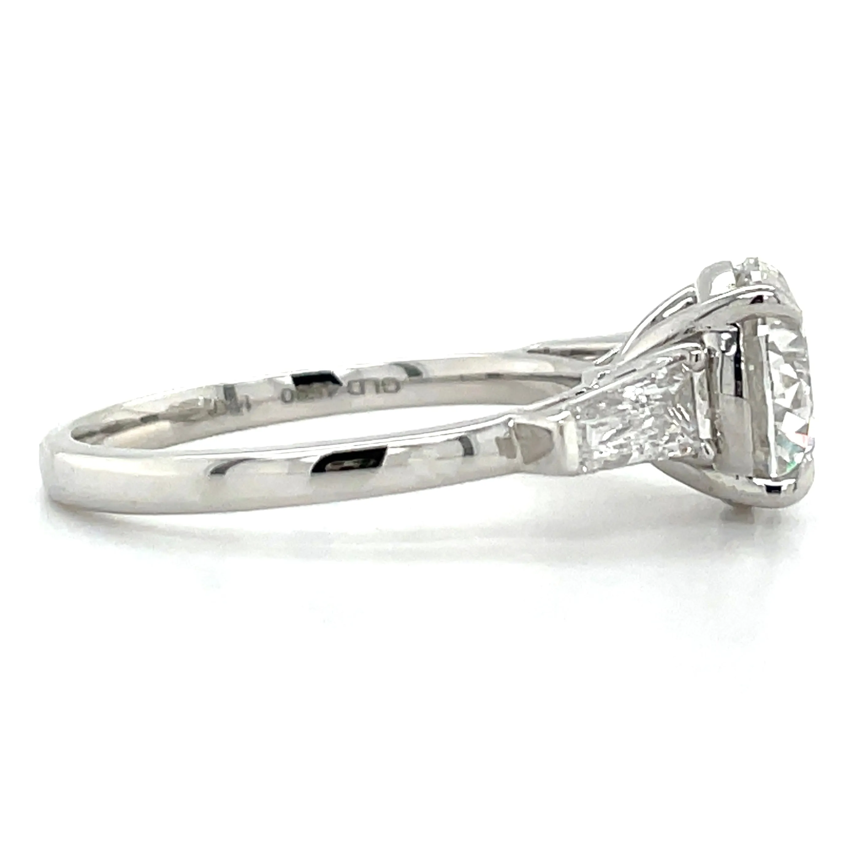 Aliza - 14ct White Gold Laboratory Grown 3.06ct Round Brilliant & Tapered Baguette Side Stone Engagement Ring