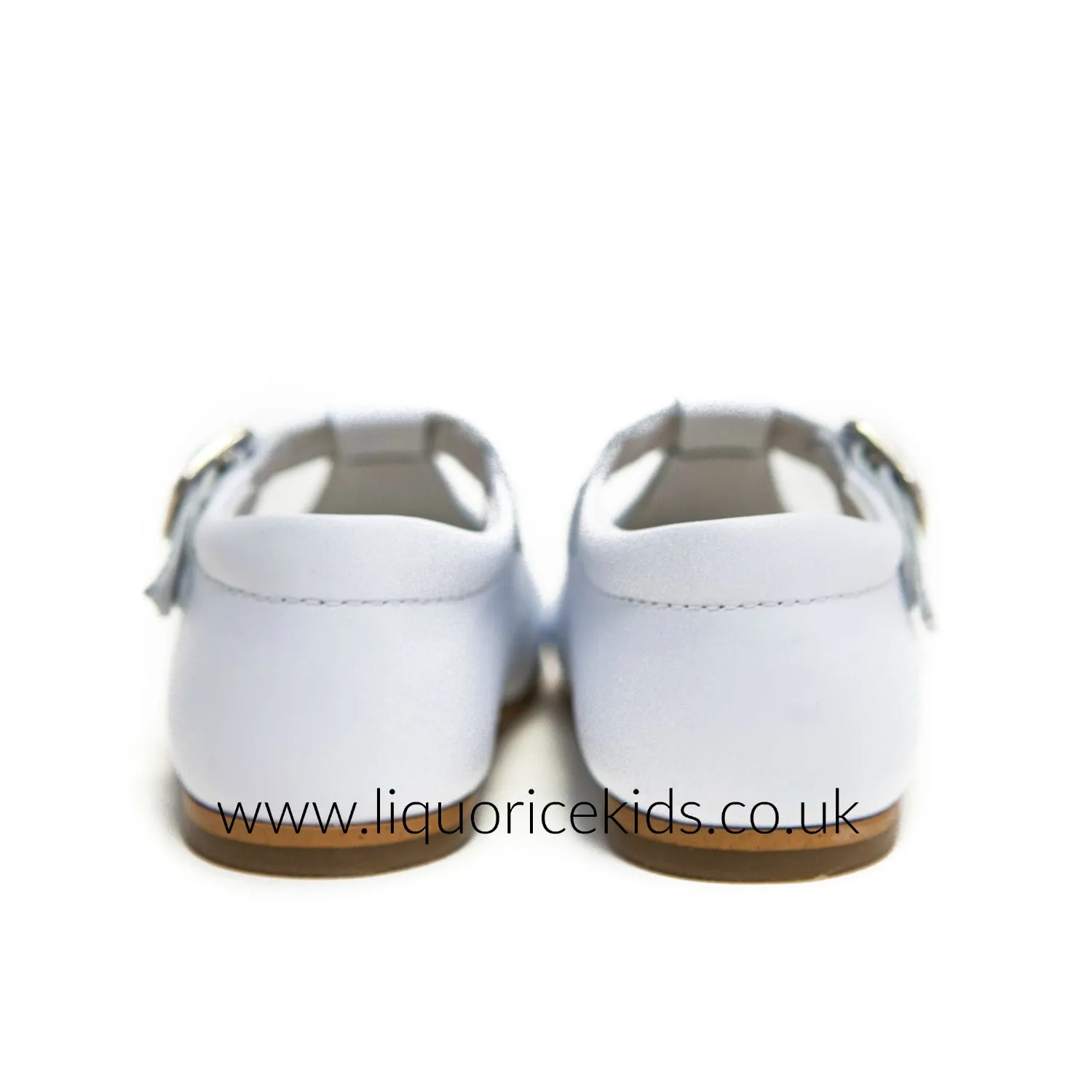 Andanines White Leather T-Bar Shoes