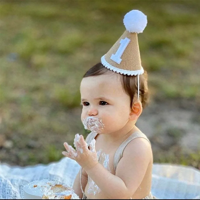 Baby Birthday Party Linen Felt Hat