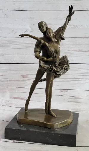 Ballet Dancers Male & Female Ballerina Dancing Bronze Statue Sculpture Original Art