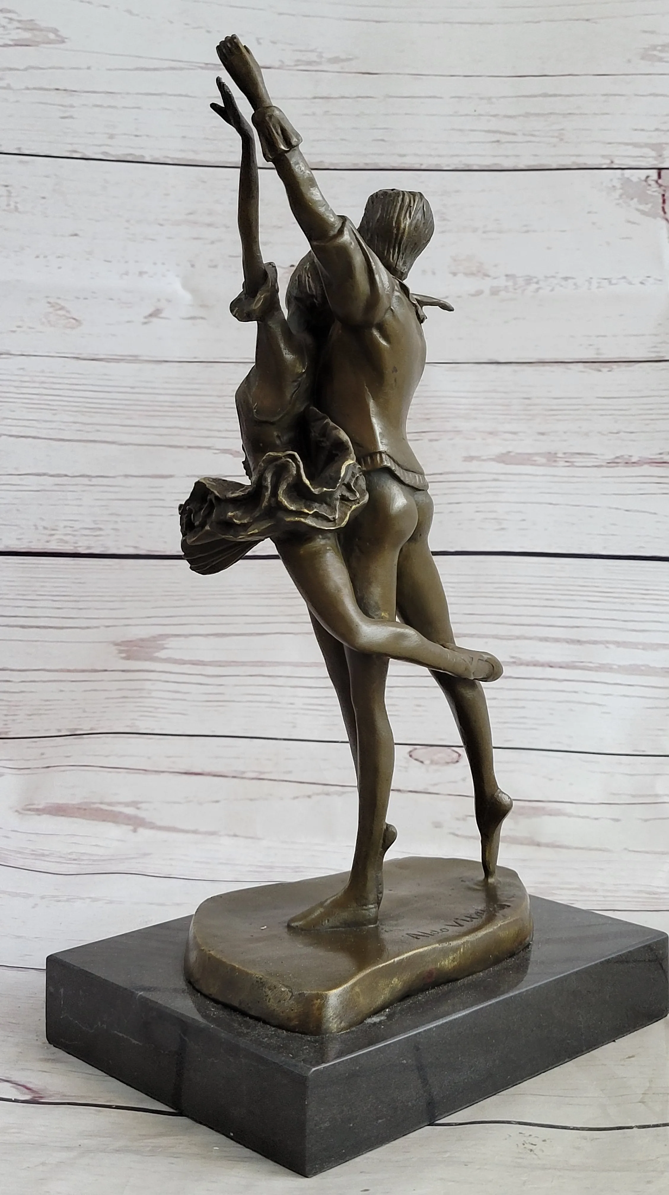 Ballet Dancers Male & Female Ballerina Dancing Bronze Statue Sculpture Original Art