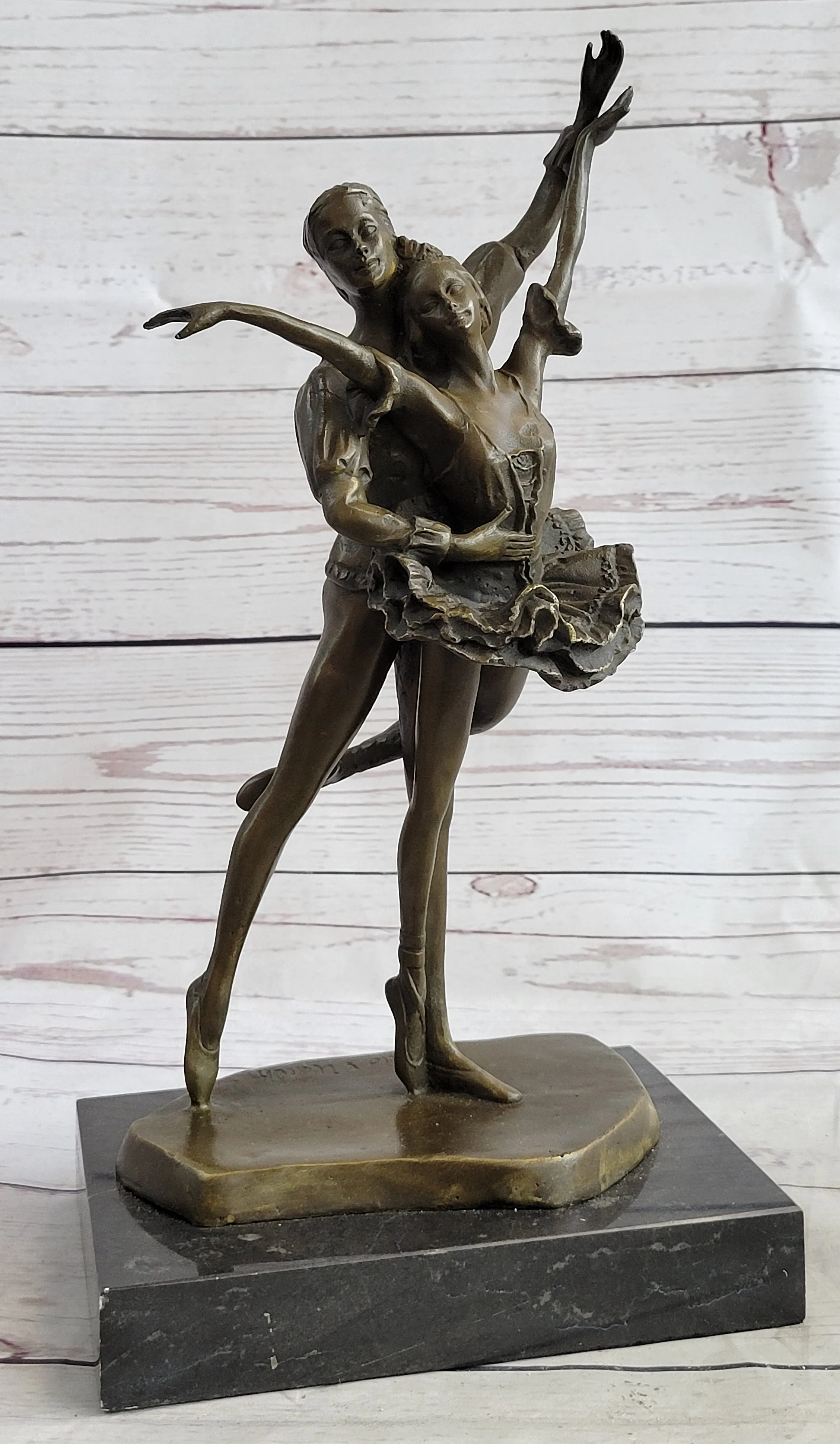 Ballet Dancers Male & Female Ballerina Dancing Bronze Statue Sculpture Original Art