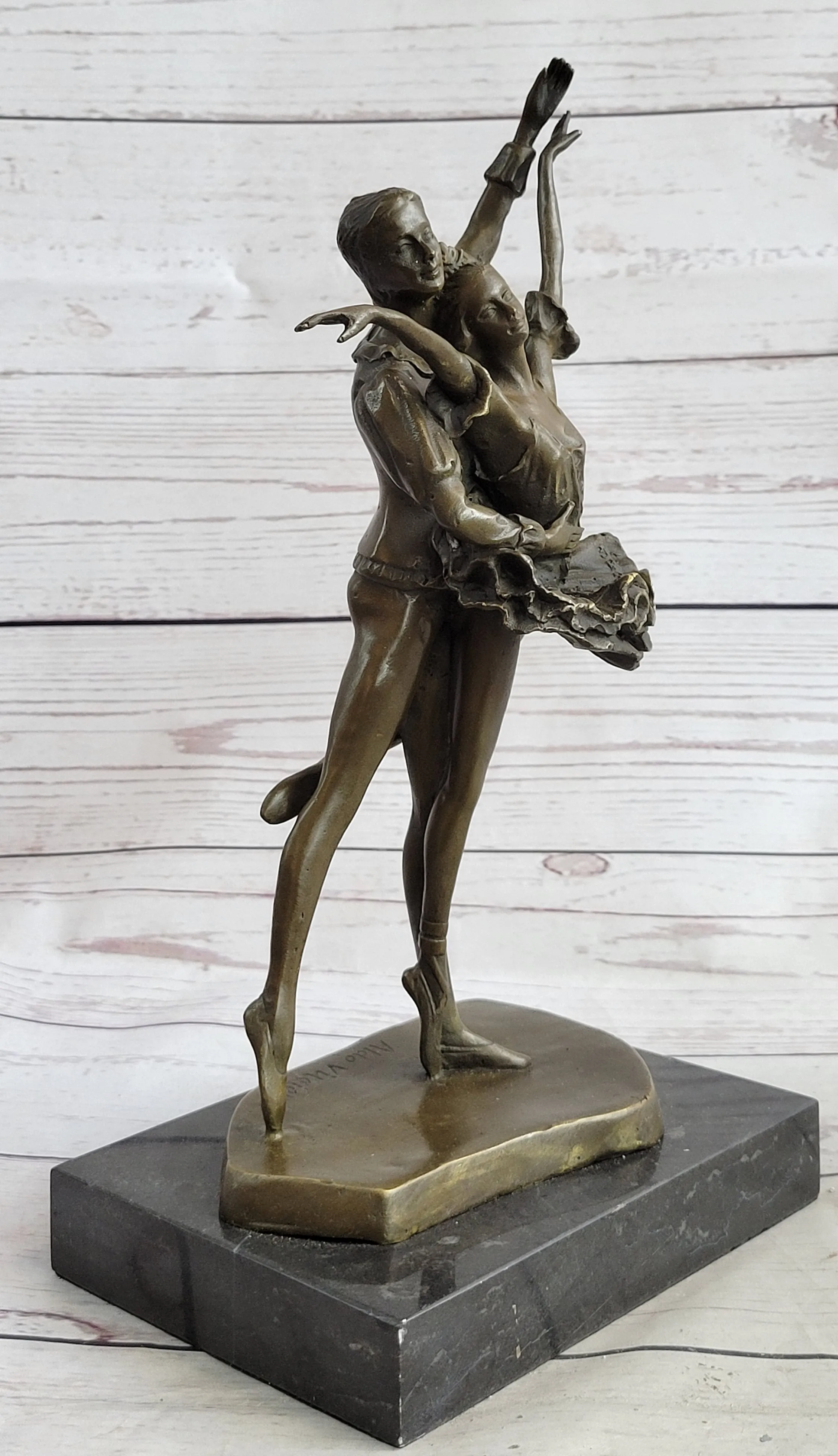 Ballet Dancers Male & Female Ballerina Dancing Bronze Statue Sculpture Original Art