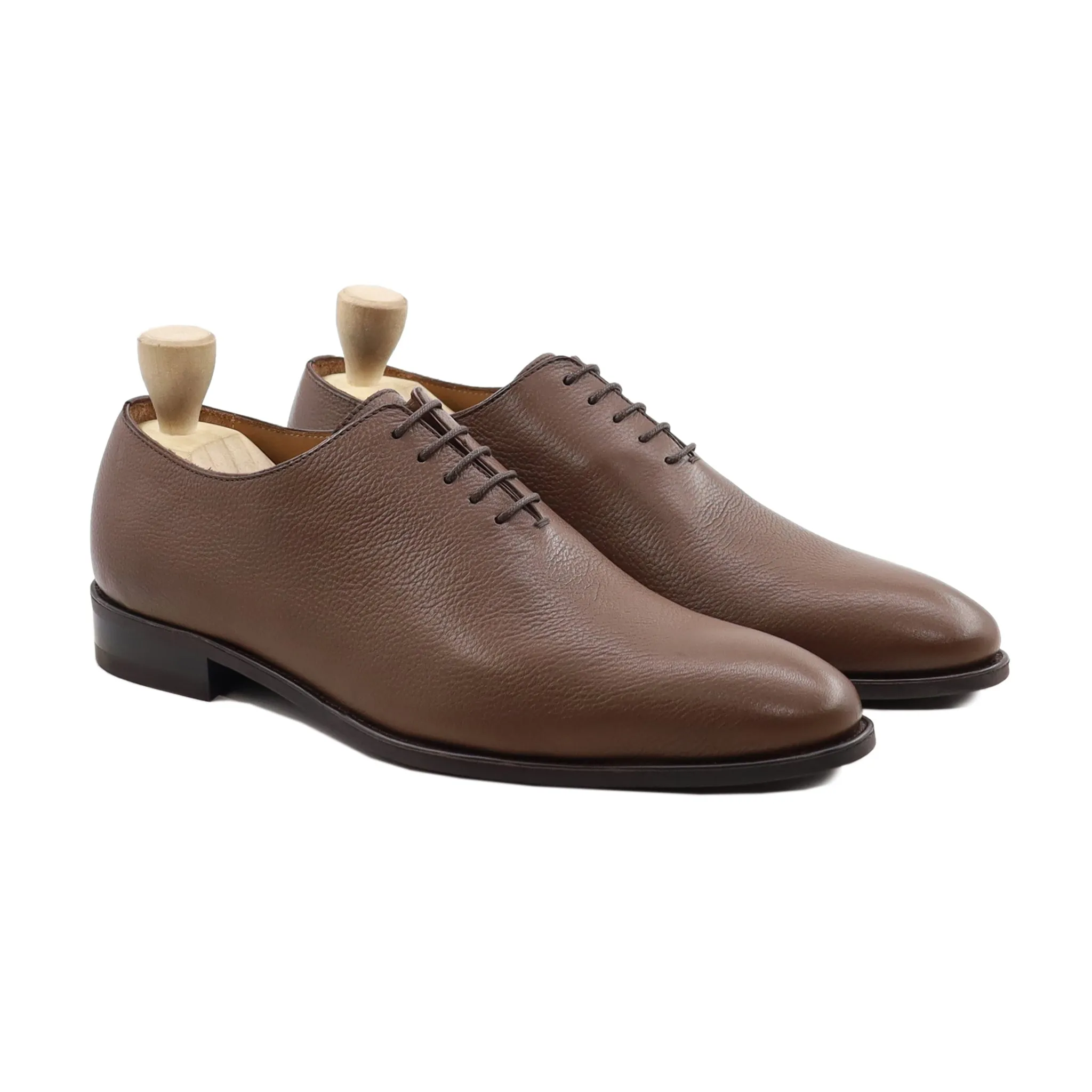 Bauska - Men's Brown Pebble Grain Leather Wholecut Shoe