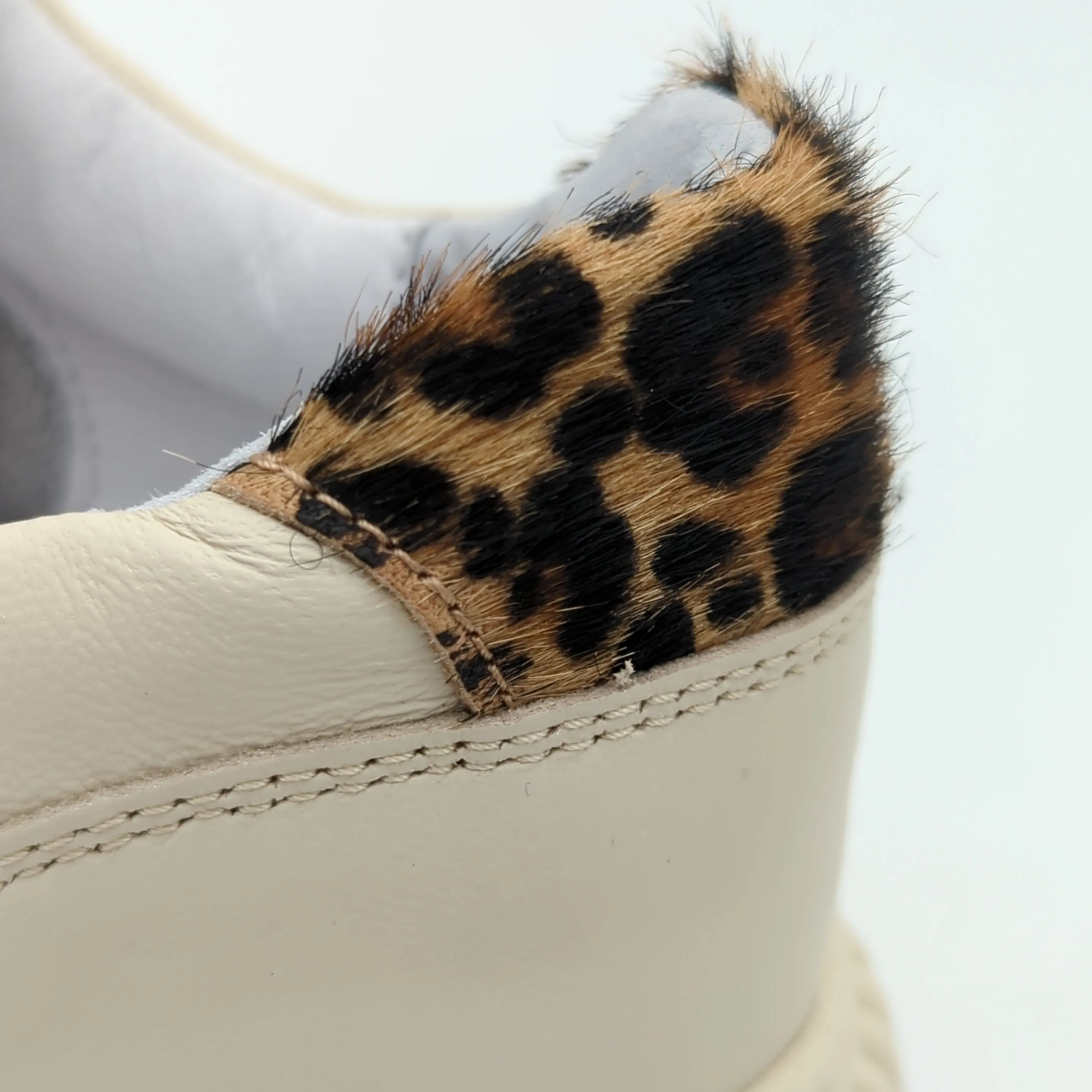 Beige Chunky Trainer with Gold and Leopard Print Detailing by Meline