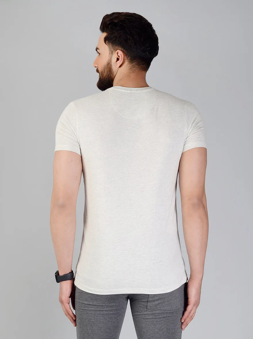 Beige Solid Slim Fit T-shirt | JadeBlue