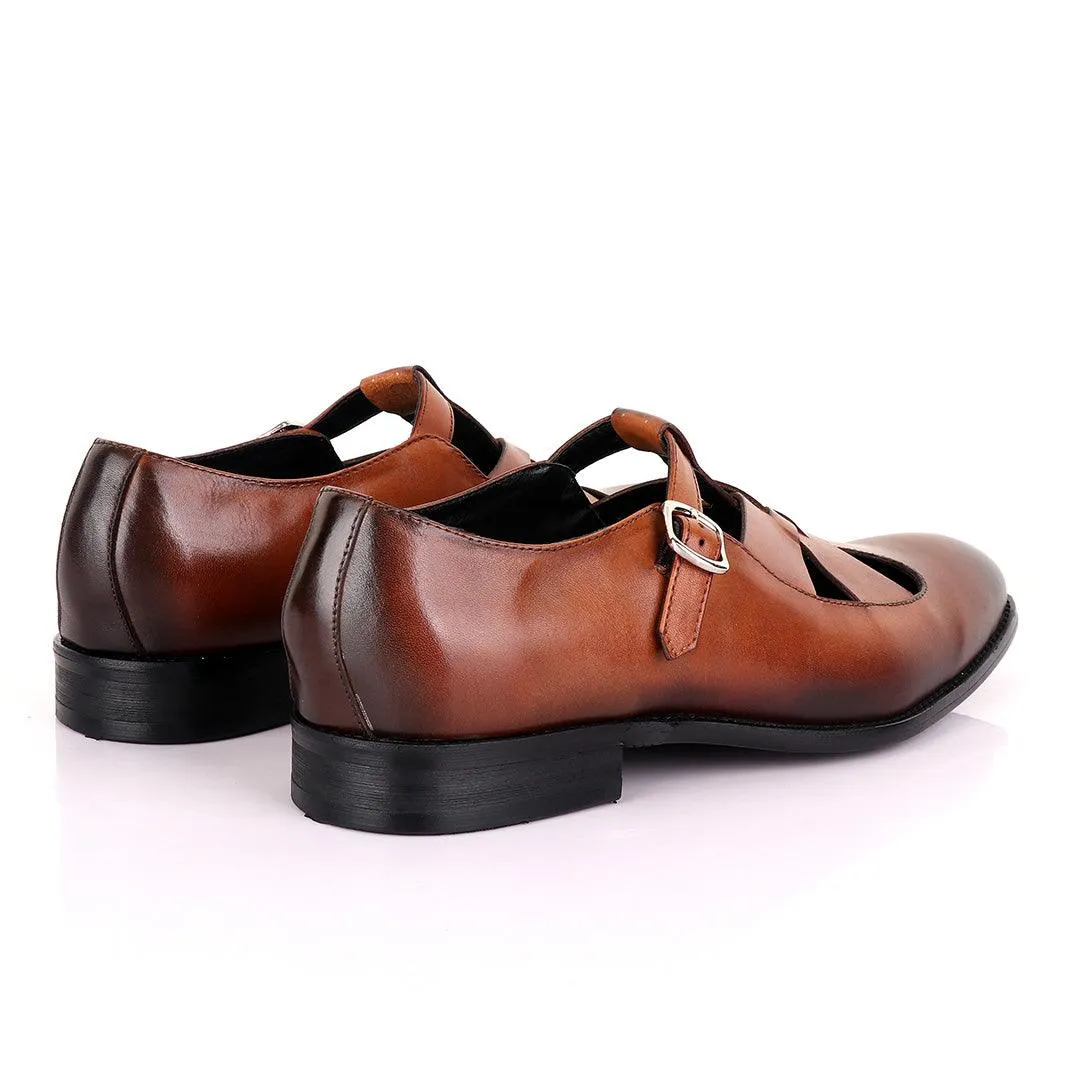 Berluti Leather Buckle shoes-Brown