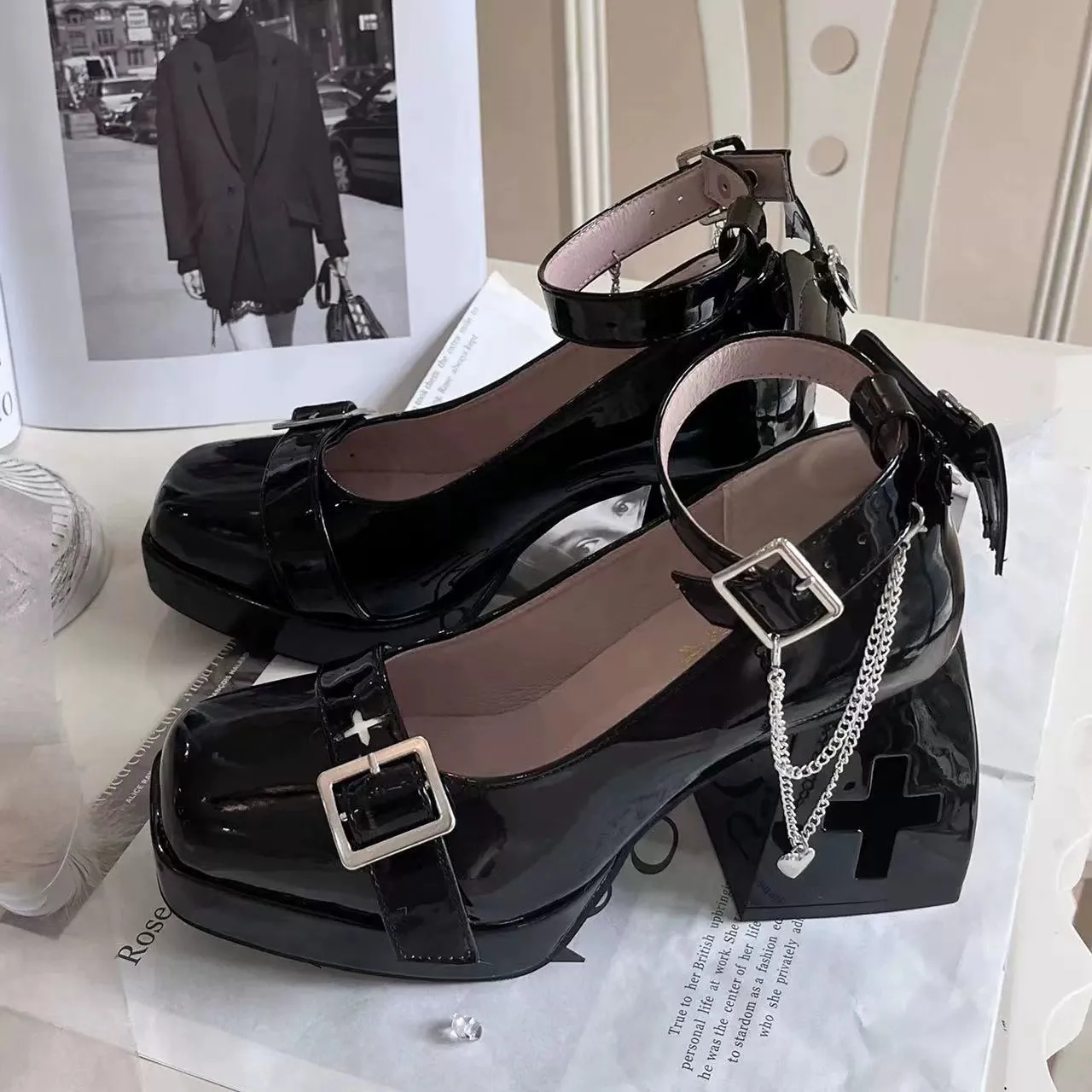 (BFM)Bingo Lulu~Late Century Sweetheart~Punk Lolita High Heels Mary Jane Lolita Shoes