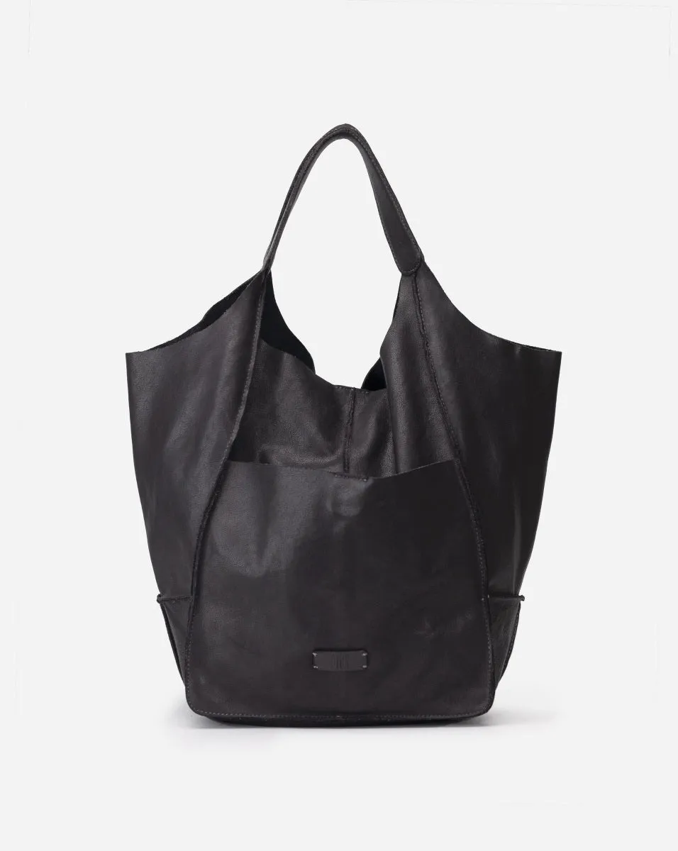 Biba Homer Leather Shopper Bag Black