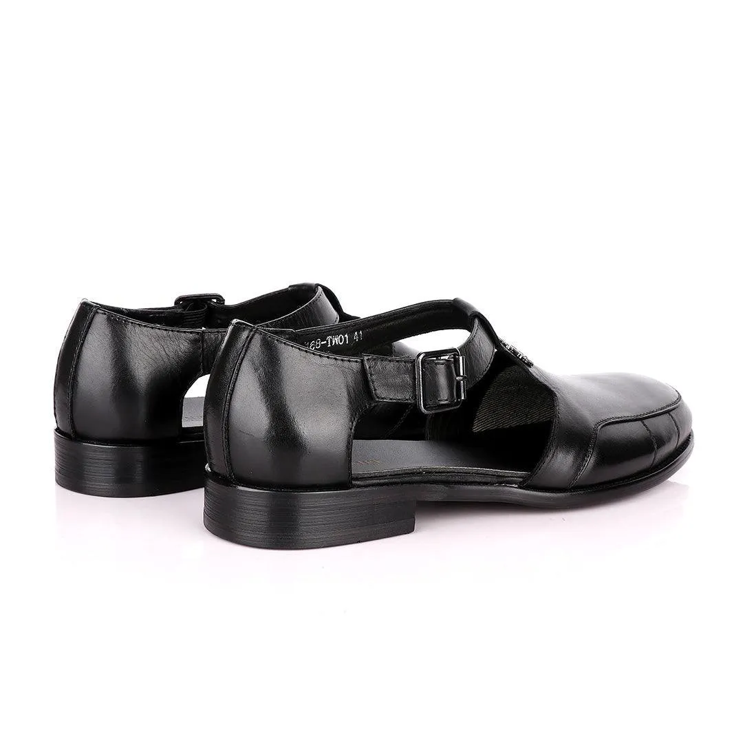 Billionaire Exotic Black Cover Leather Sandal