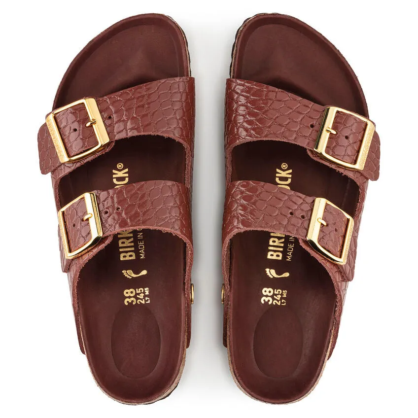 Birkenstock Arizona Hex reptile embossed chocolate leather