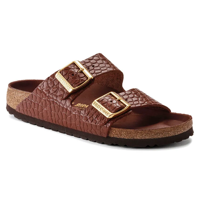 Birkenstock Arizona Hex reptile embossed chocolate leather