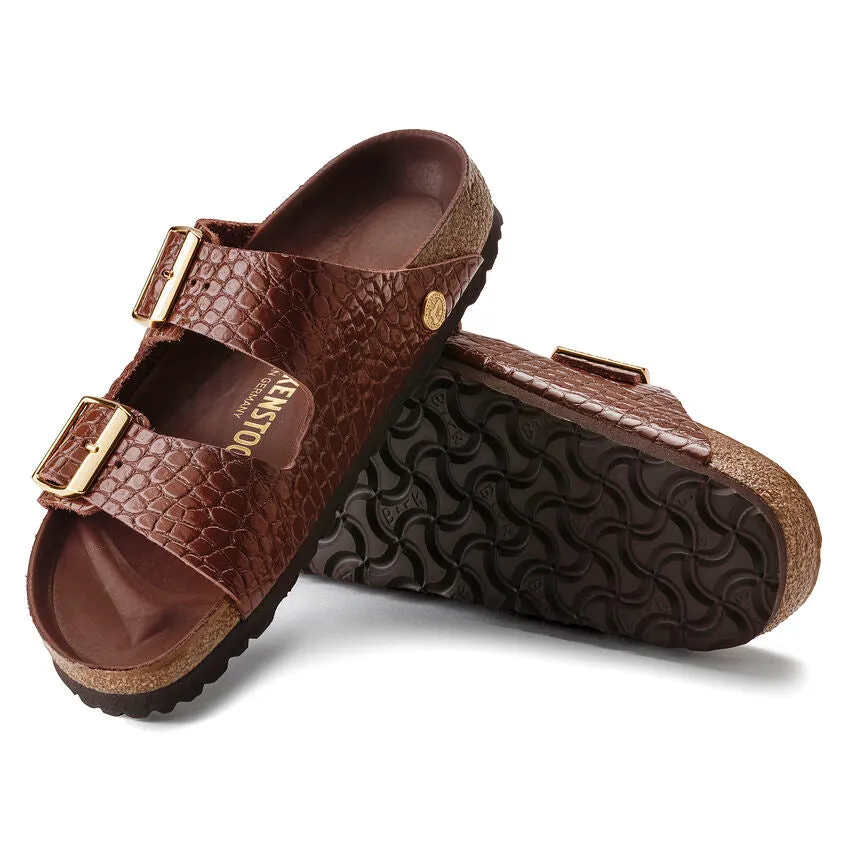 Birkenstock Arizona Hex reptile embossed chocolate leather