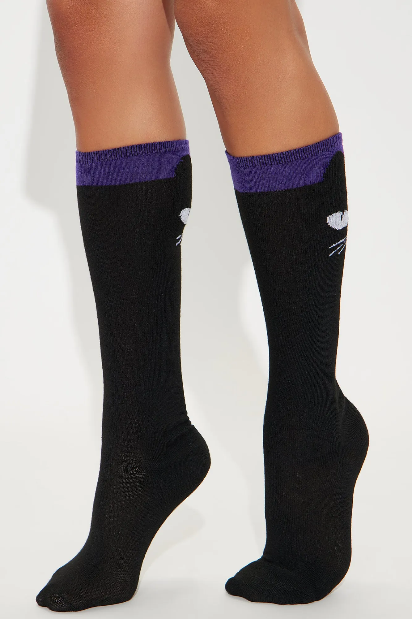 Black Cat Glow In The Dark Socks - Black/combo