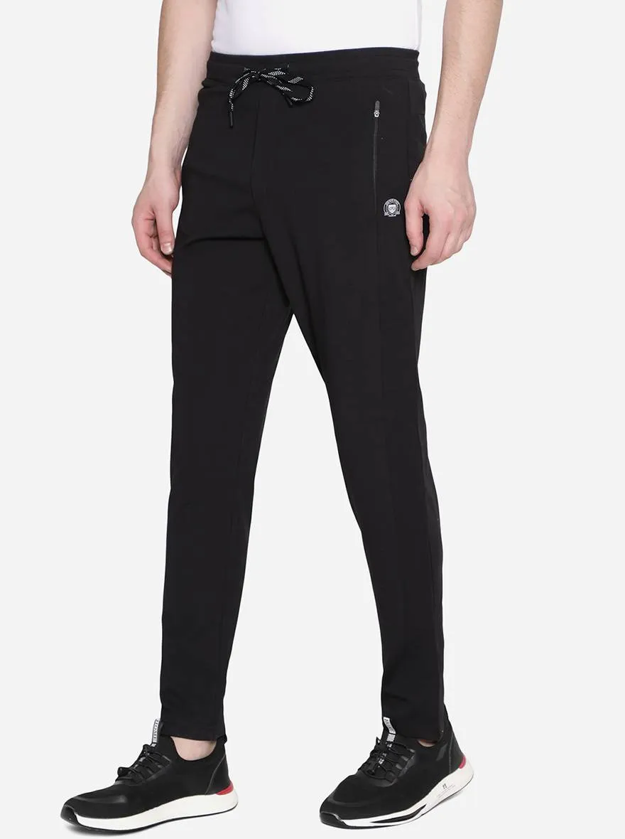 Black Solid Slim Fit Track Pant | JadeBlue