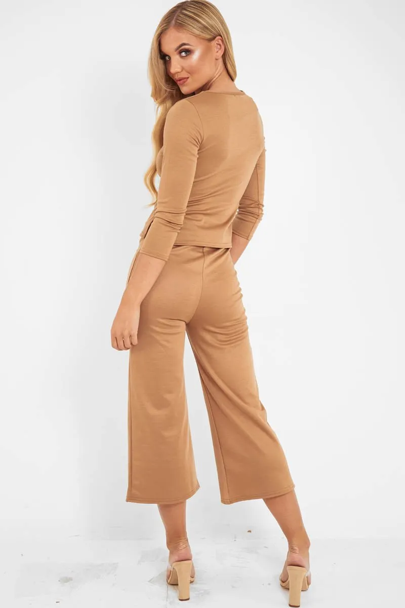 Camel Keyhole Top Culotte Co-Ord - Raelinn