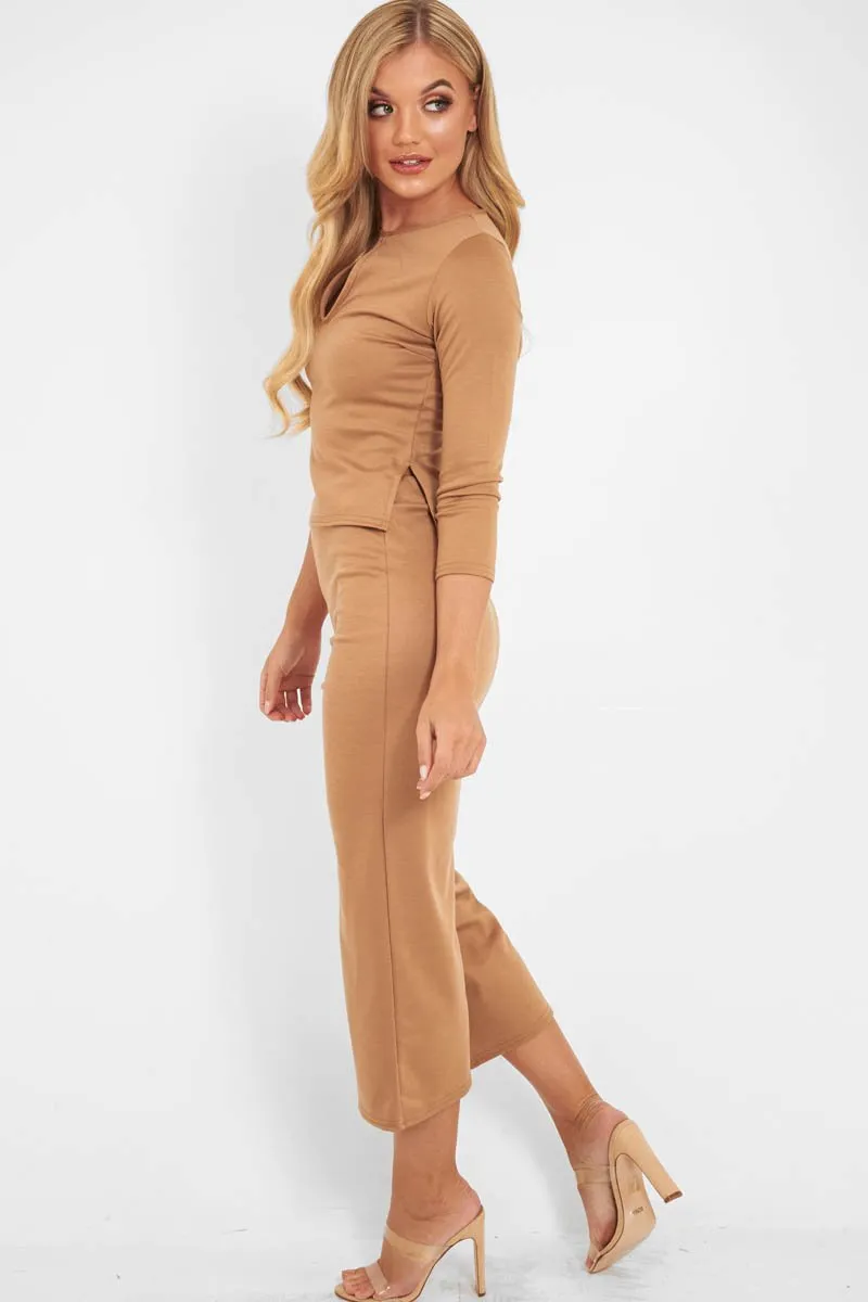 Camel Keyhole Top Culotte Co-Ord - Raelinn