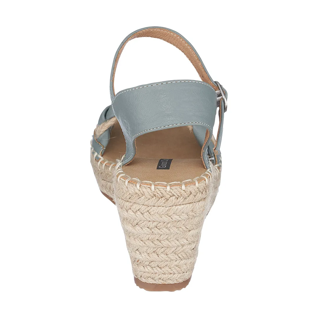 Cati Blue Espadrille Wedge Sandals