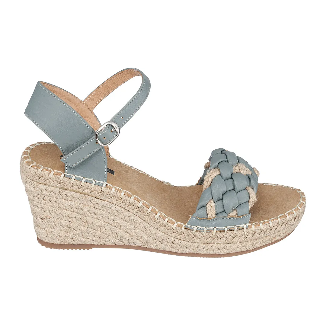 Cati Blue Espadrille Wedge Sandals