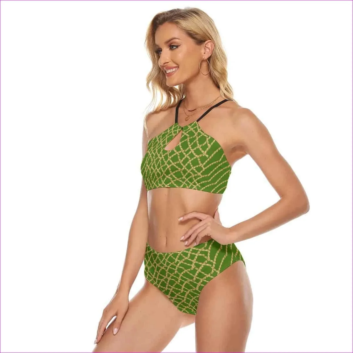 Chained Womens Cami Swimsuit - Green