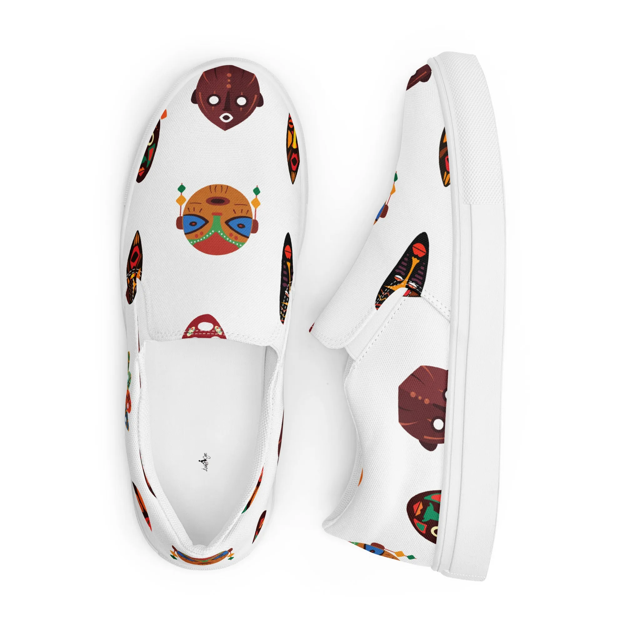 Chi Tribal Mask Men’s Slip-On Canvas Shoes