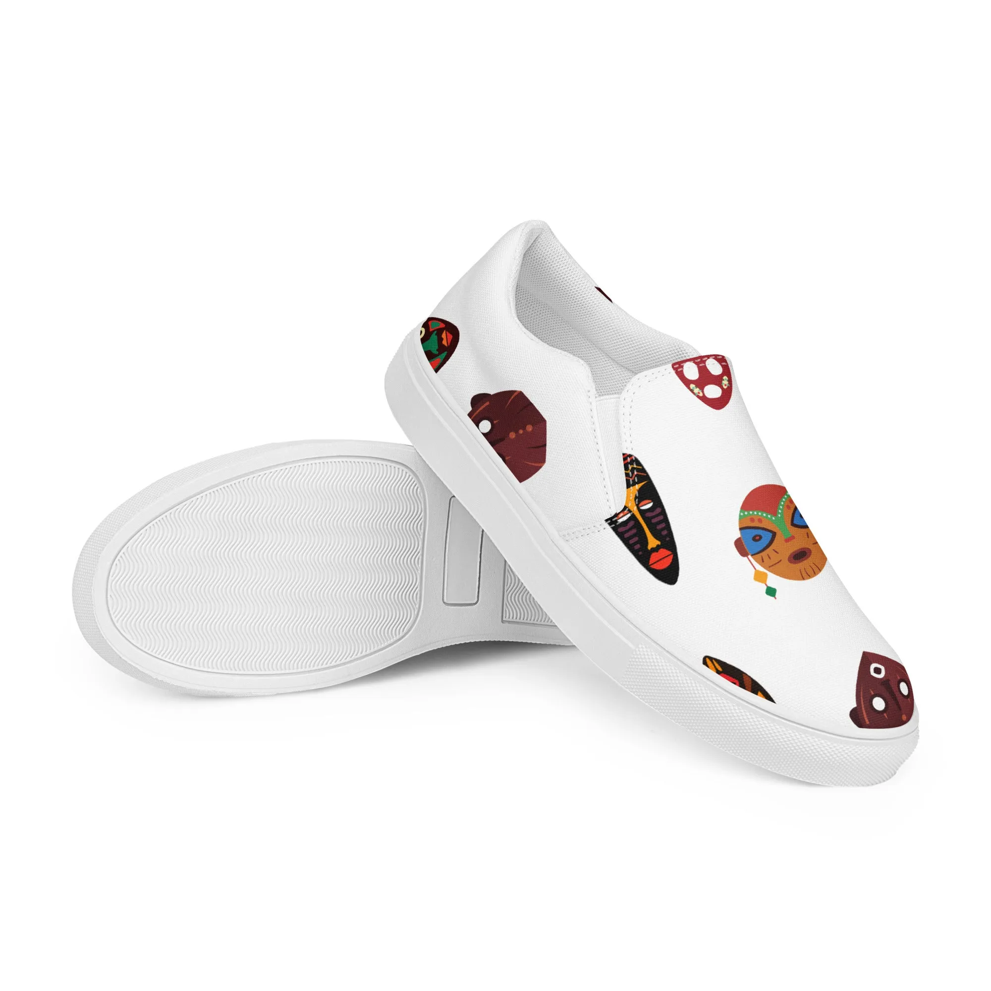 Chi Tribal Mask Men’s Slip-On Canvas Shoes