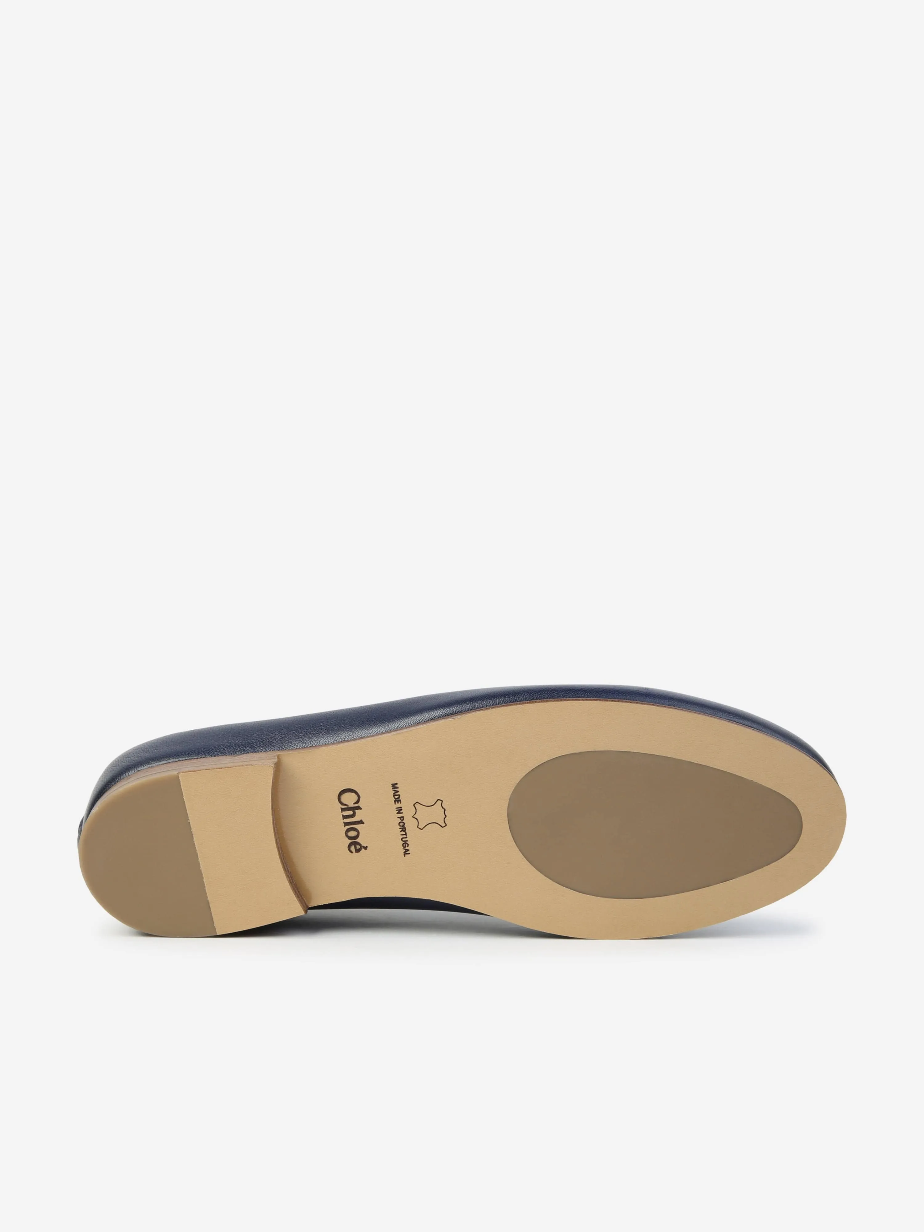 Chloé Girls Leather Ballerina Shoes in Navy