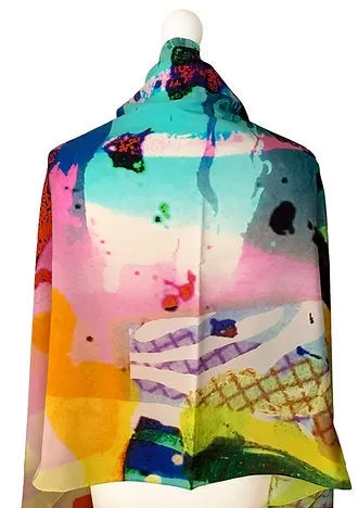 Clare OConnor Abstract Print Silk Scarf