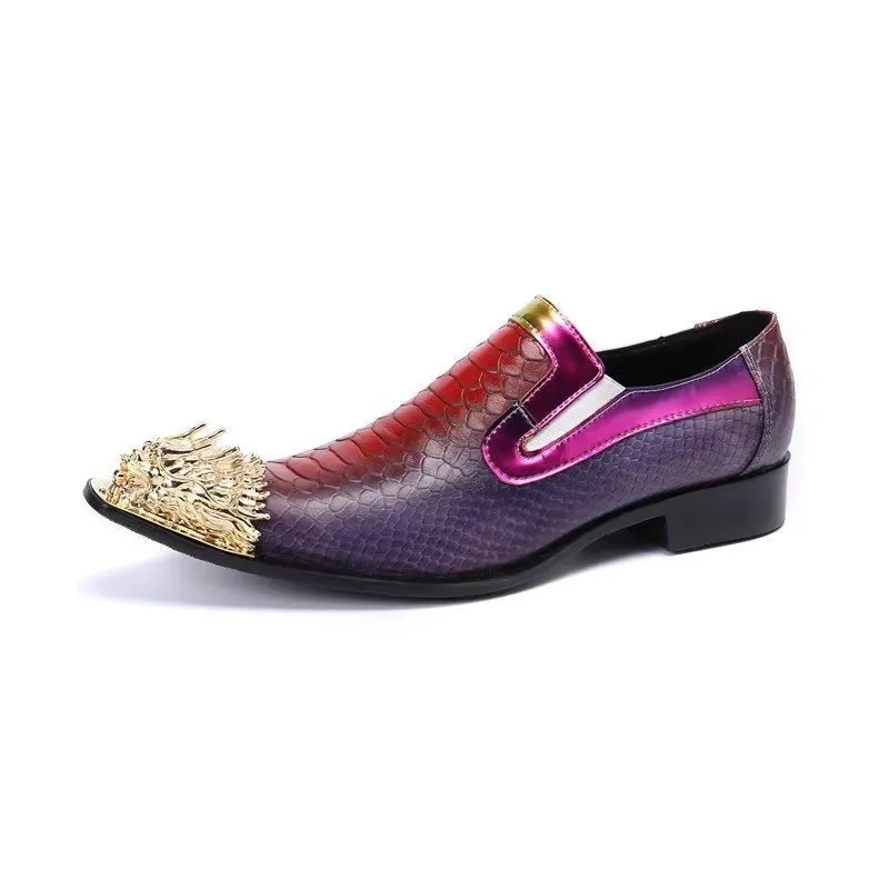 CrocLuxury Exquisite Crocodile Texture Leather Slip-on Shoes